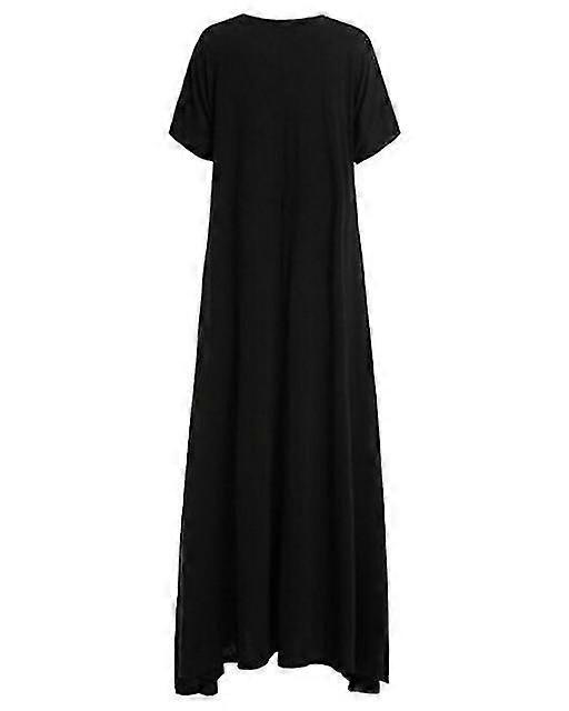 Rochie Maxi cu jumătate de mânecă rotundă solidă