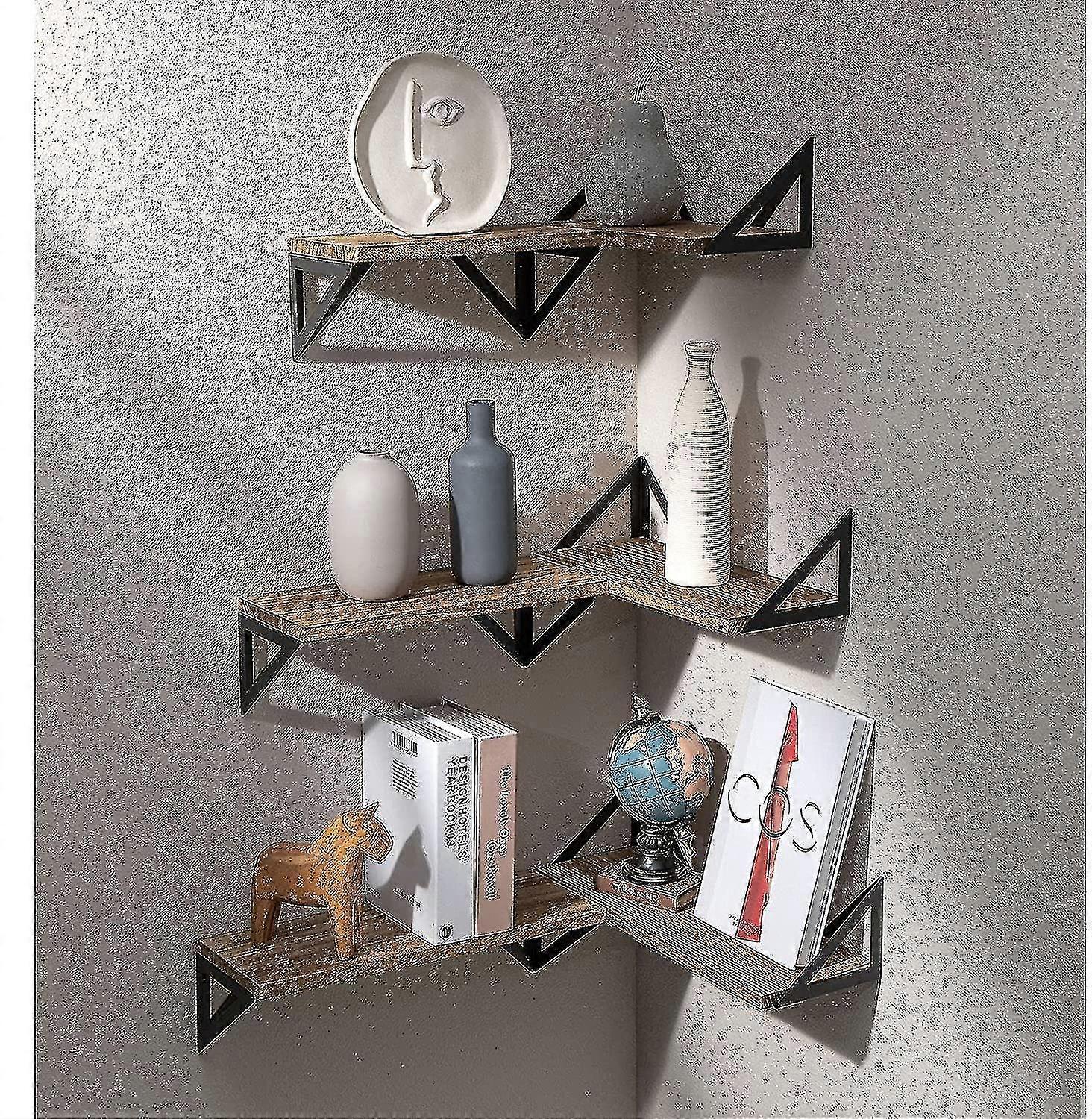 Floating Shelves Wall Mounted, Rustic Wood Wall Shelves Set Of 3 For Bedroom, Bathroom, Living