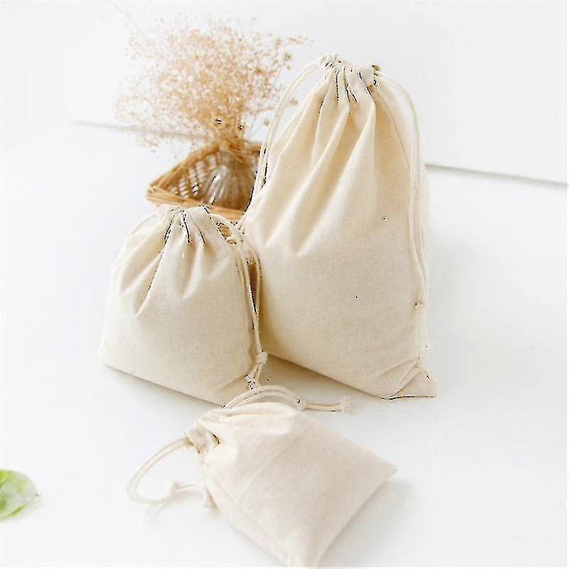 Cotton Bag Storage Bag Bundle Bag Drawstring Bag Tea Gift Bag Solid Color