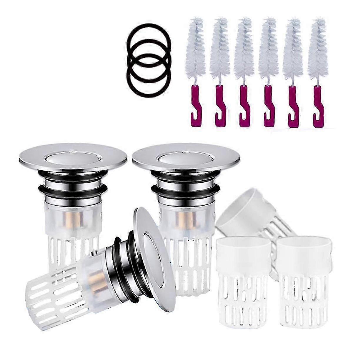 3Pcs Bathroom Sink Drain Strainer Hair Catchers, with Copper Bounce Core Sink Drain Filter for 1.2-1.5Inch Drain Holes