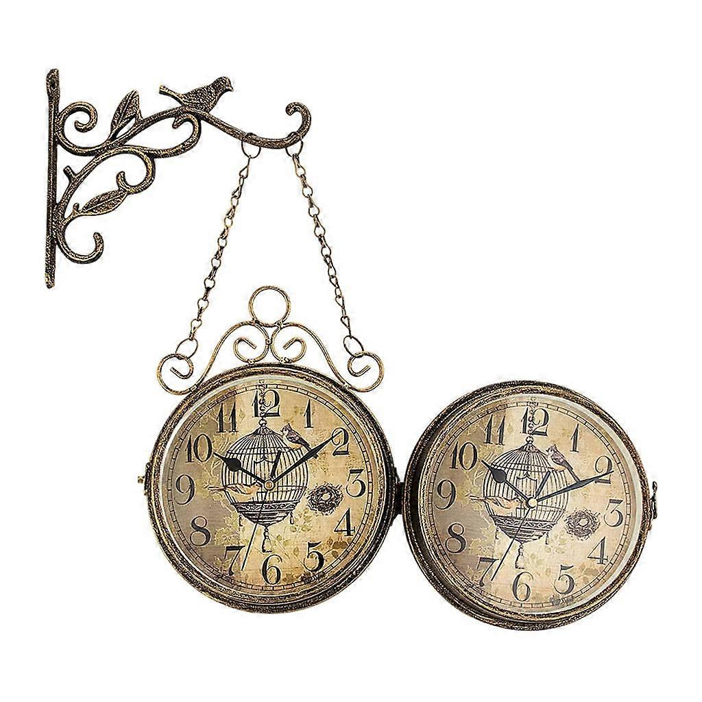 Vintage Style Double Sided Wall Clock Silent