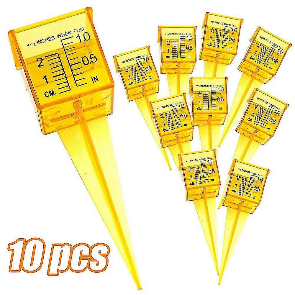 10pcs 1.5 « Jauge De Pluie/Jauge D’arrosageLarge BoucheOutil De Mesure De L’eau En Plein Air Jaune Vif