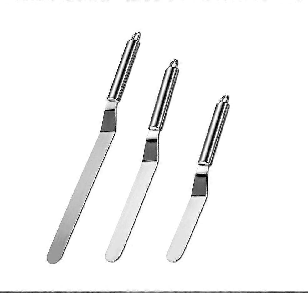 MUJIXI Angled Patisserie Spatula, Stainless Steel Paddle Spatula, Decorative Spatula for Icing Cake, Cupcakes and Pastries, Set of 3