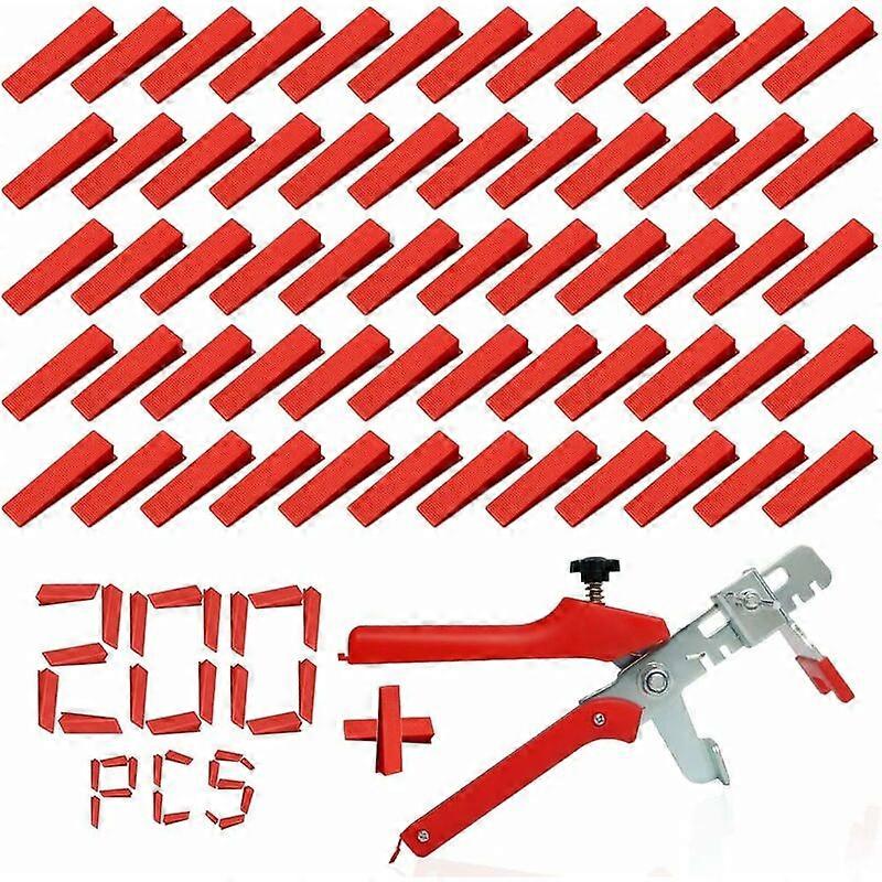 Tile Leveler Leveling System Kit for Ceramic Wall Construction Tools (200 Wedges + 1 Plier)