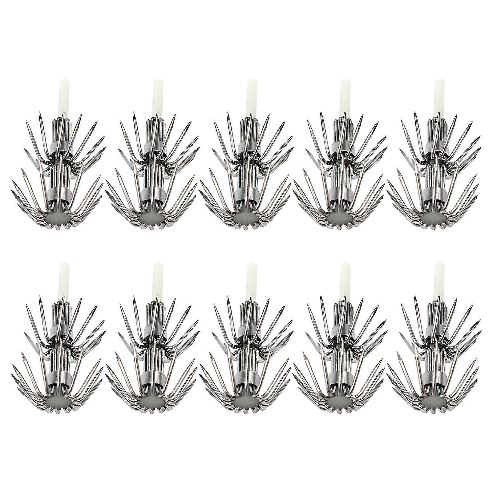 Kaesi 10Pcs Squid Hook Luminous Double-layers Anti-rust Corrosion-resistant Reusable Sharp Tip Universal High Strength Stainless Steel Sea Fishing Umb
