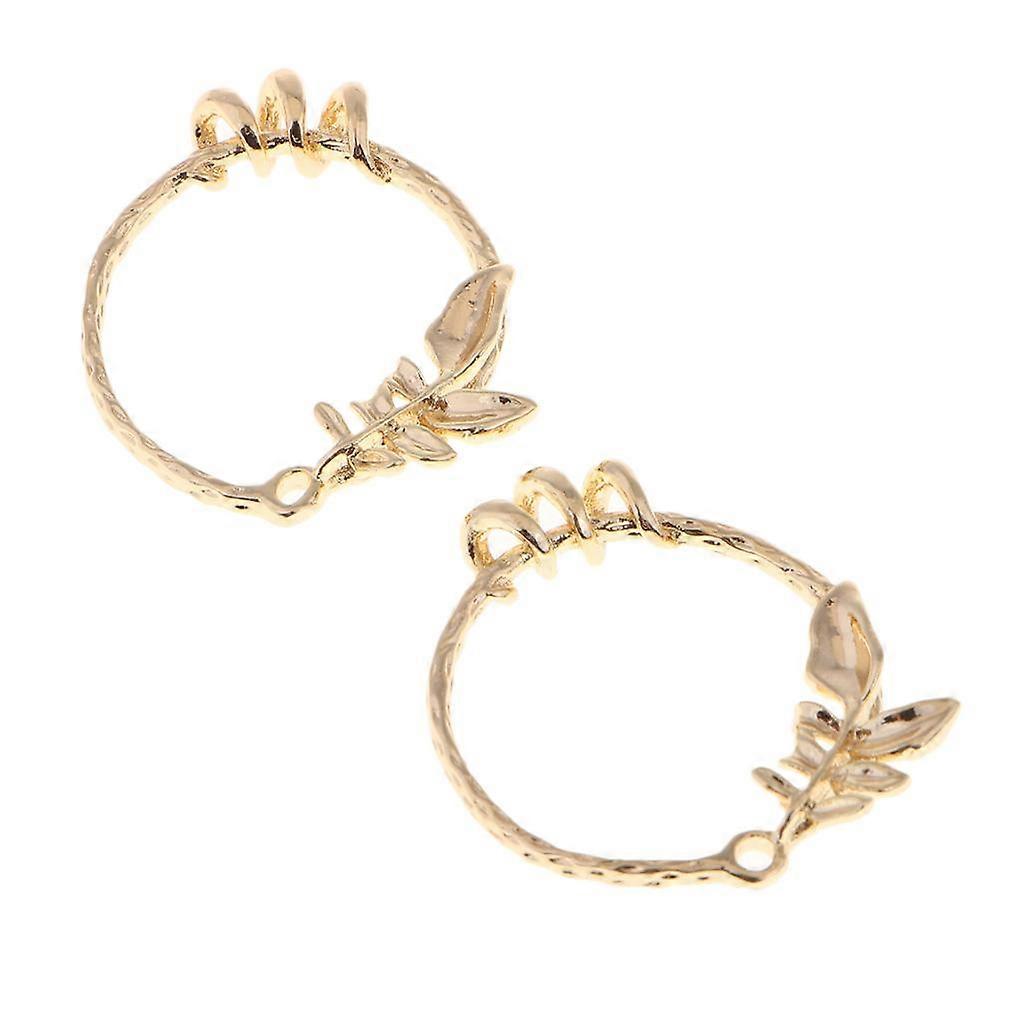 2pcs copper round loop charms pendants for jewelry making  25x20mm leaf