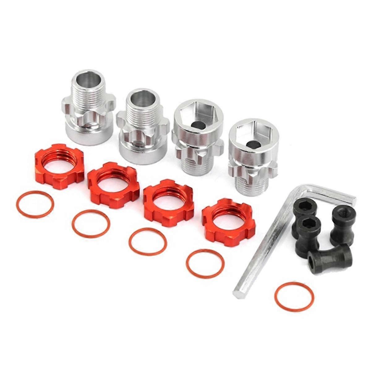 Metal 12mm to 17mm Splined Wheel Hex Hub Adapter for Slash2Wd Stampede Bandit 4WD RC Car Parts, Red