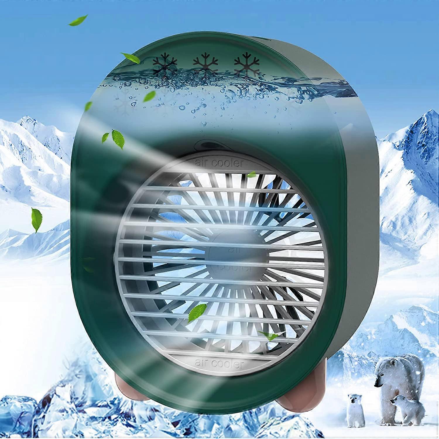 Portable Air Conditioner Personal Evaporative Air Cooler, 3 In 1 Usb Air Cooling Fan With Humidifier And Colorful Atmosphere Light, Mini Portable Desk