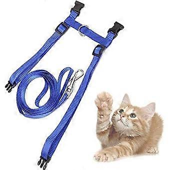 1Set  Adjustable Cat Vest Harness  Leash Pet Supplies for Cat Outdoor Walking Use Blue