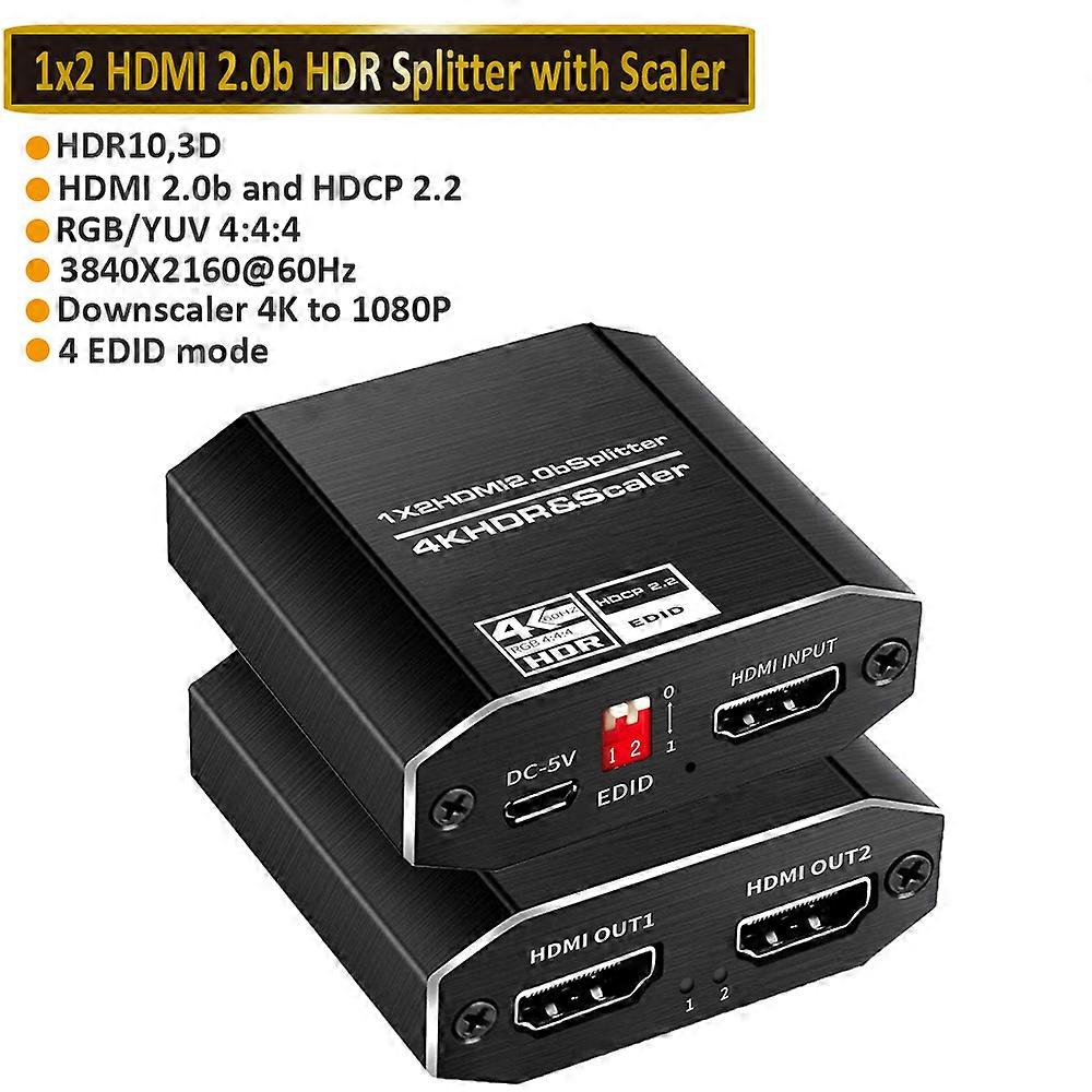 HDMI Splitter 1x2 4K HDMI Splitter Audio Extractor 1 in 2 out Port HDMI Cable Splitter HDMI Amplifier for PS4 PS5 Xbox
