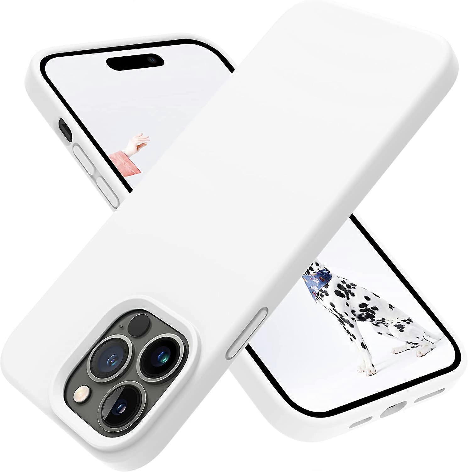 Designed for iPhone 14 Pro Case, Silicone Shockproof Slim Thin Phone Case for iPhone 14 Pro 6.1 inch (White)