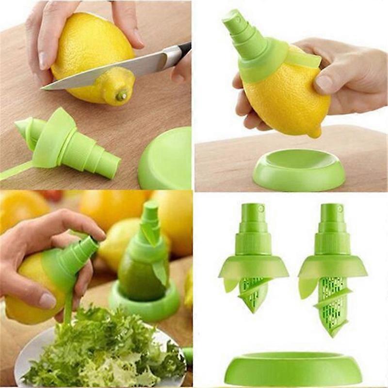 2 Pcs Creative Lemon Juice Sprayer with Tray, Green Citrus Sprayer Set, Lime Juicer Extractor Compatible With Vegetables, Salads