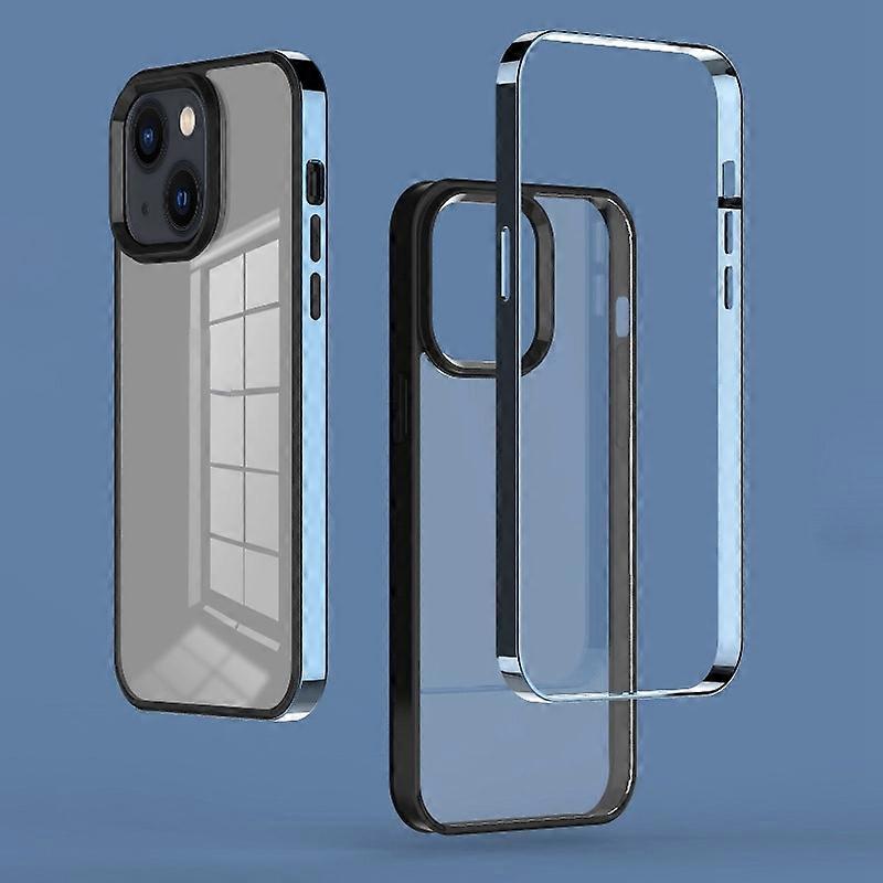 For iPhone 14 Plus 3 in 1 Electroplated Frame Phantom Phone Case