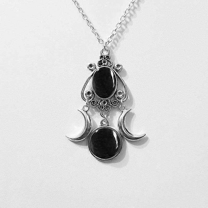 Mode Noir/rouge/violet Triple Lune Pendentif Collier Bijoux