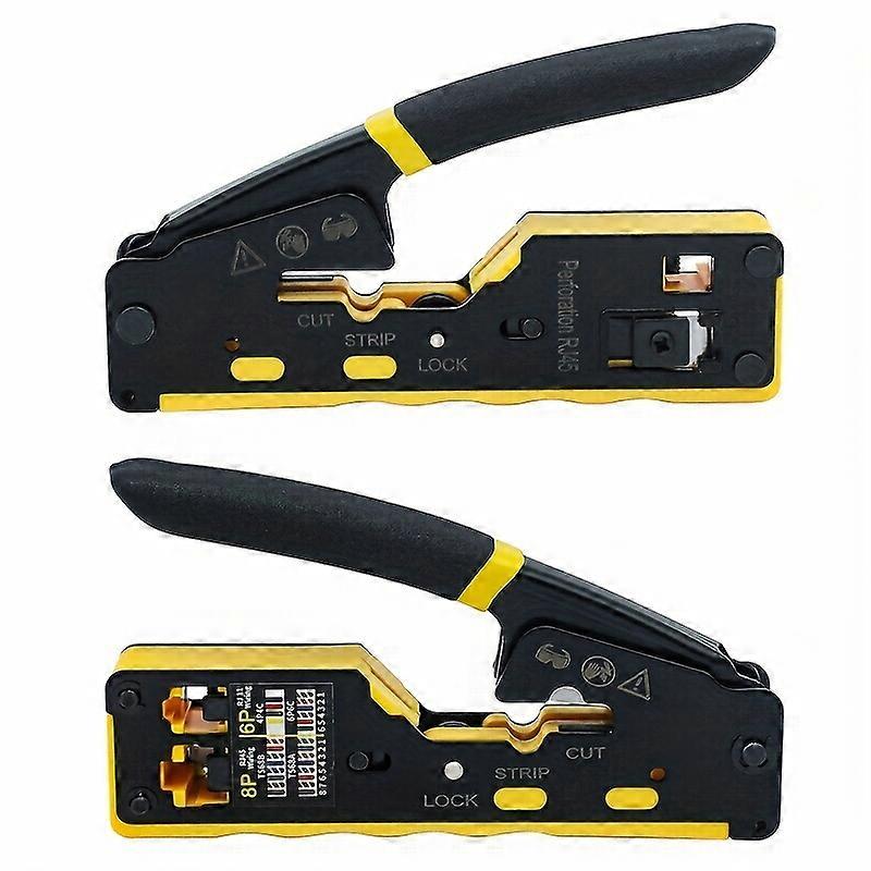 1pc Universal RJ45 Crimp Tool Kit - Advanced Ethernet Crimper for Cat7/Cat6/Cat5 Cables, Effortless Pass Through Design with Built-In Cable Tester and