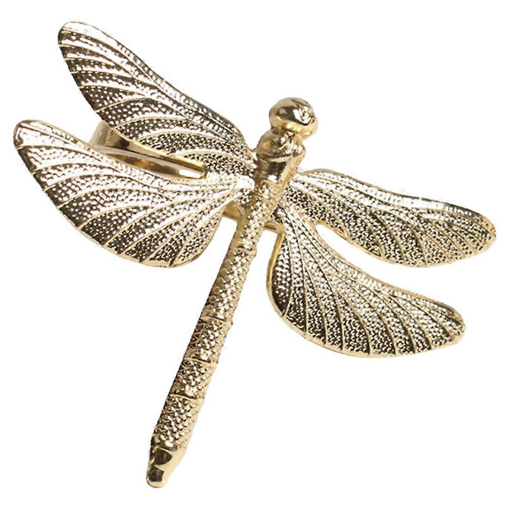 1pc Chic Libellule En Forme Serviette Rond Alliage Serviette De Table Boucle (Doré)