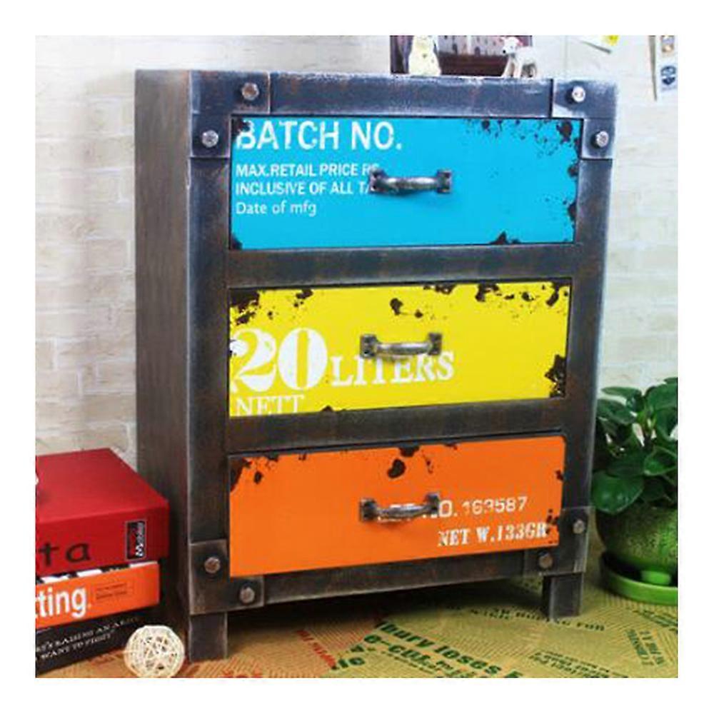 Retro Multi-color Wooden Storage Cabinet 3 Drawer Type