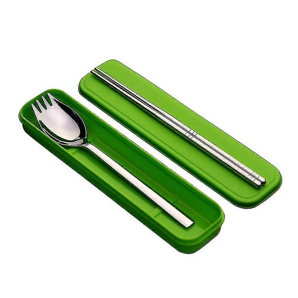 Portable Dinnerware Set Stainless Steel Chopsticks Fork Shape Scoop Tableware Dinner Noodles Spoon