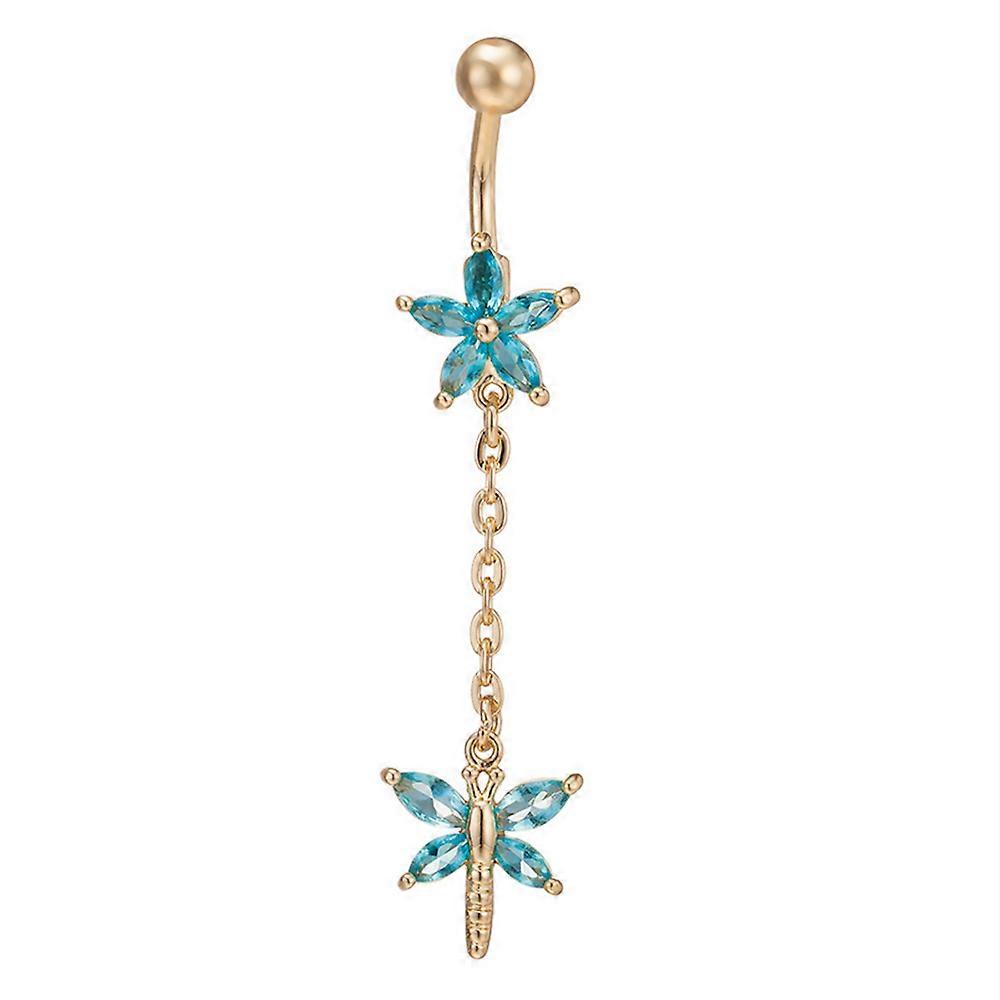 Creative Long 2 Butterflies Zircon Navel Ring Nail