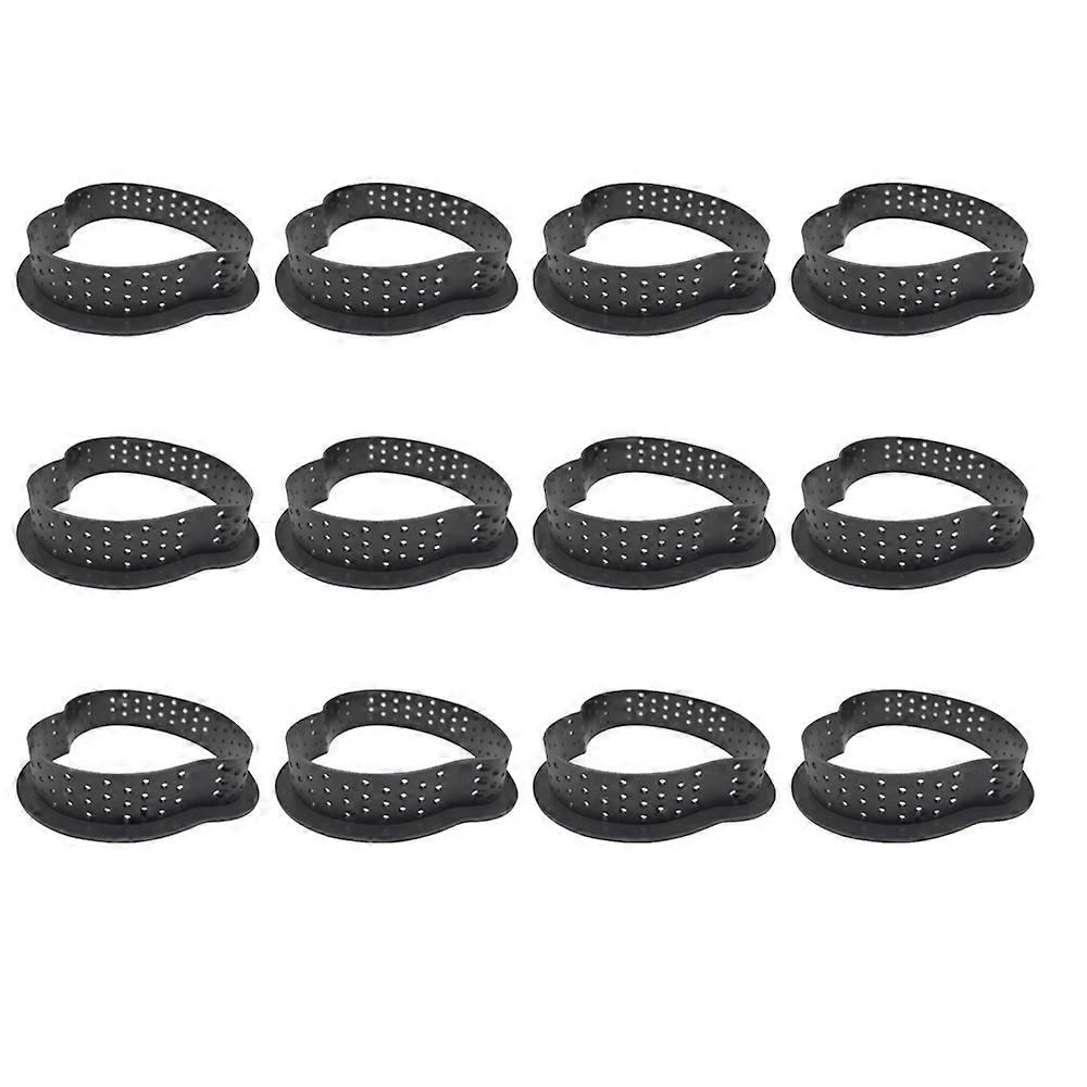 12 Pcs Heart Shape Tart Rings Heat-Resistant Perforated Cake Mousse Ring Non Stick Bakeware Mini Ca