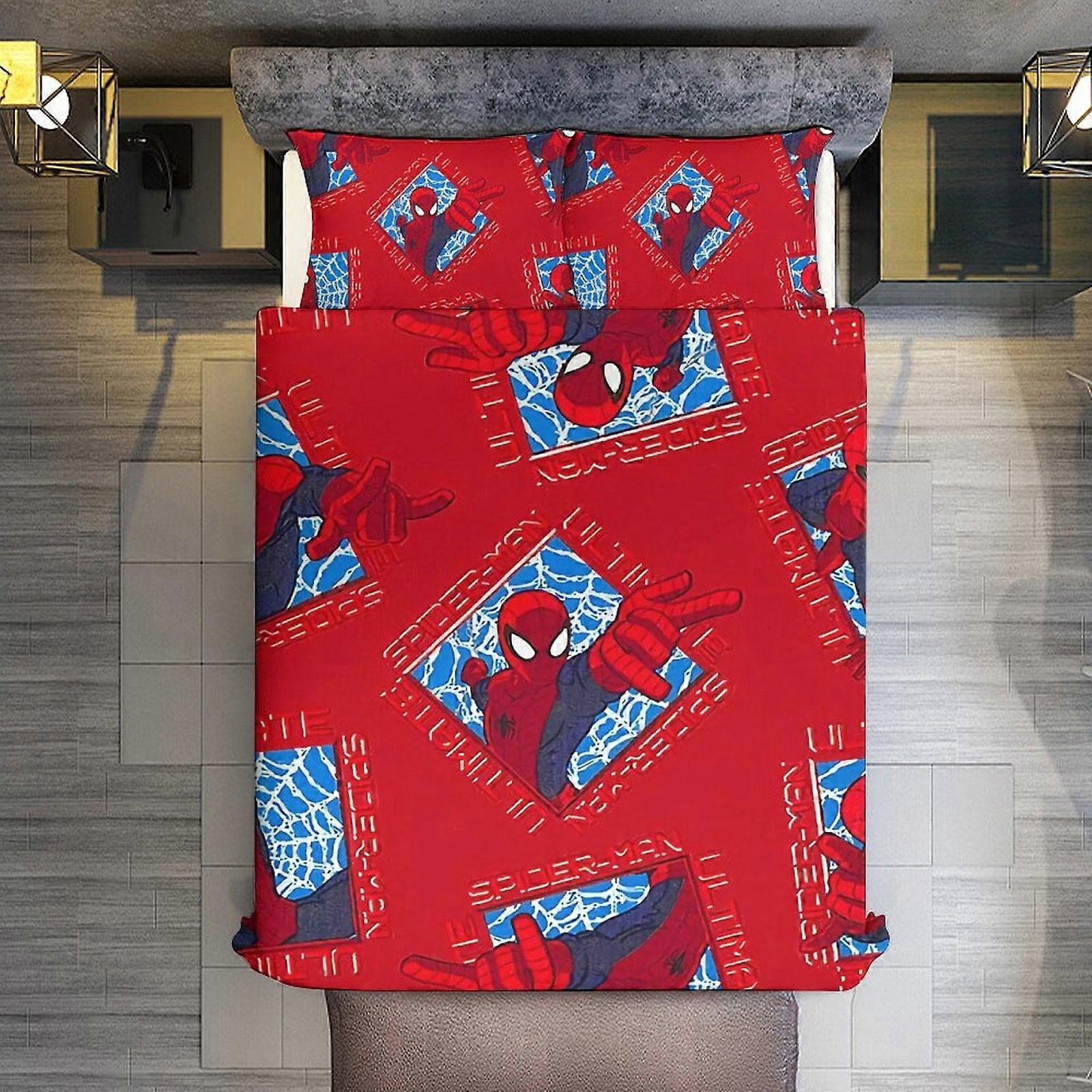 Bedding set WY58 Spider-Man 3 Pieces Duvet Cover Set Full Size Super Soft Fade Resistant Microfiber 1 Cover with Zipper and 2 Pillowcases ZA58
