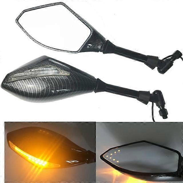 QX 1 Pair Motorcycle Double LED Turn Lights Side Mirrors Turn Signal Indicator Rearview Mirror Parts