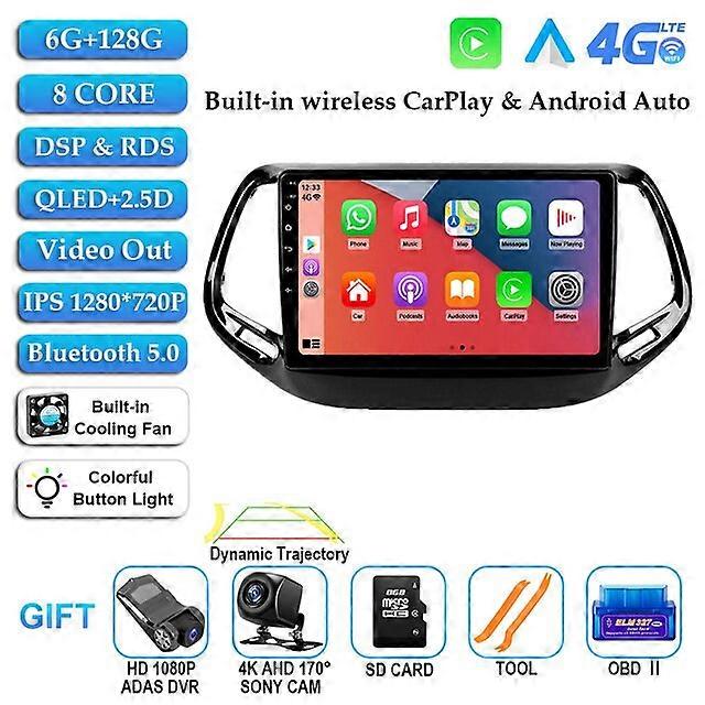 Android 12 Stereo For Jeep Compass 2017 - 2020 Car Radio GPS Navigation Multimedia Player Autoradio Audio Auto No 2Din 2 Din DVD