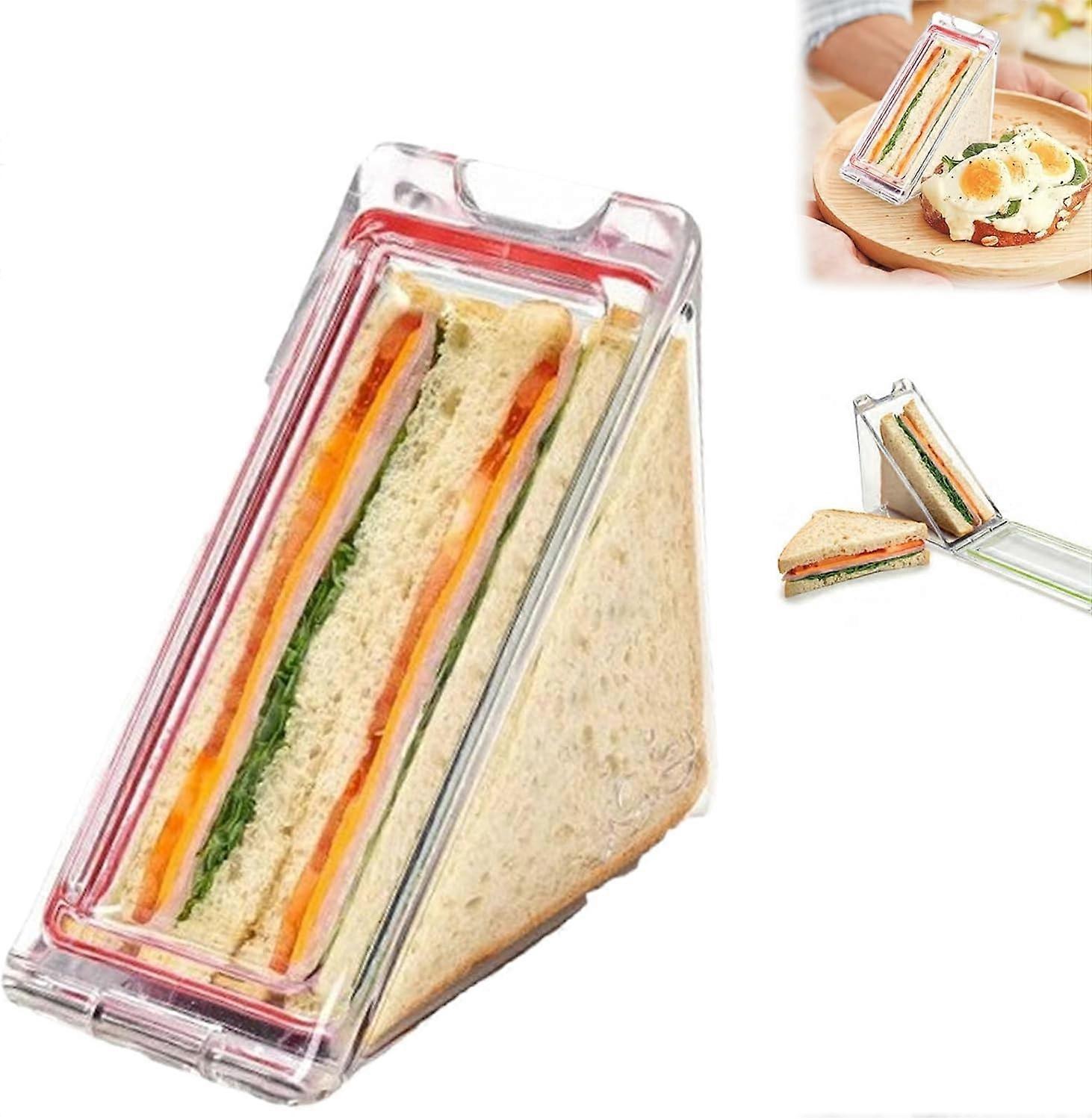 Triangle Sandwich Container, Triangle Sandwich Box Clear, Reusable Portable Triangle Sandwich Box, Washable Sandwich Box with Lids