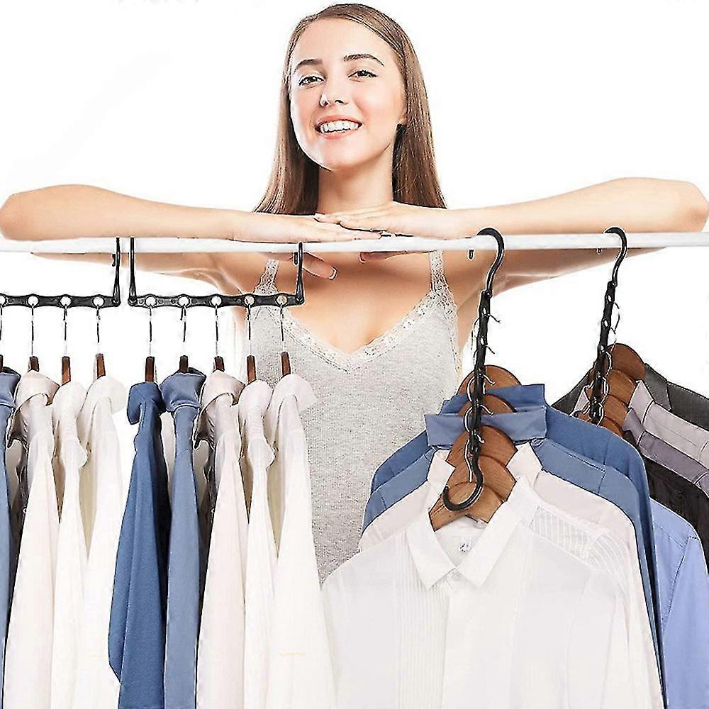 10pcs Multifunctional Clothes Hangers Five-hole Clothes Rack Rotatable Organiser