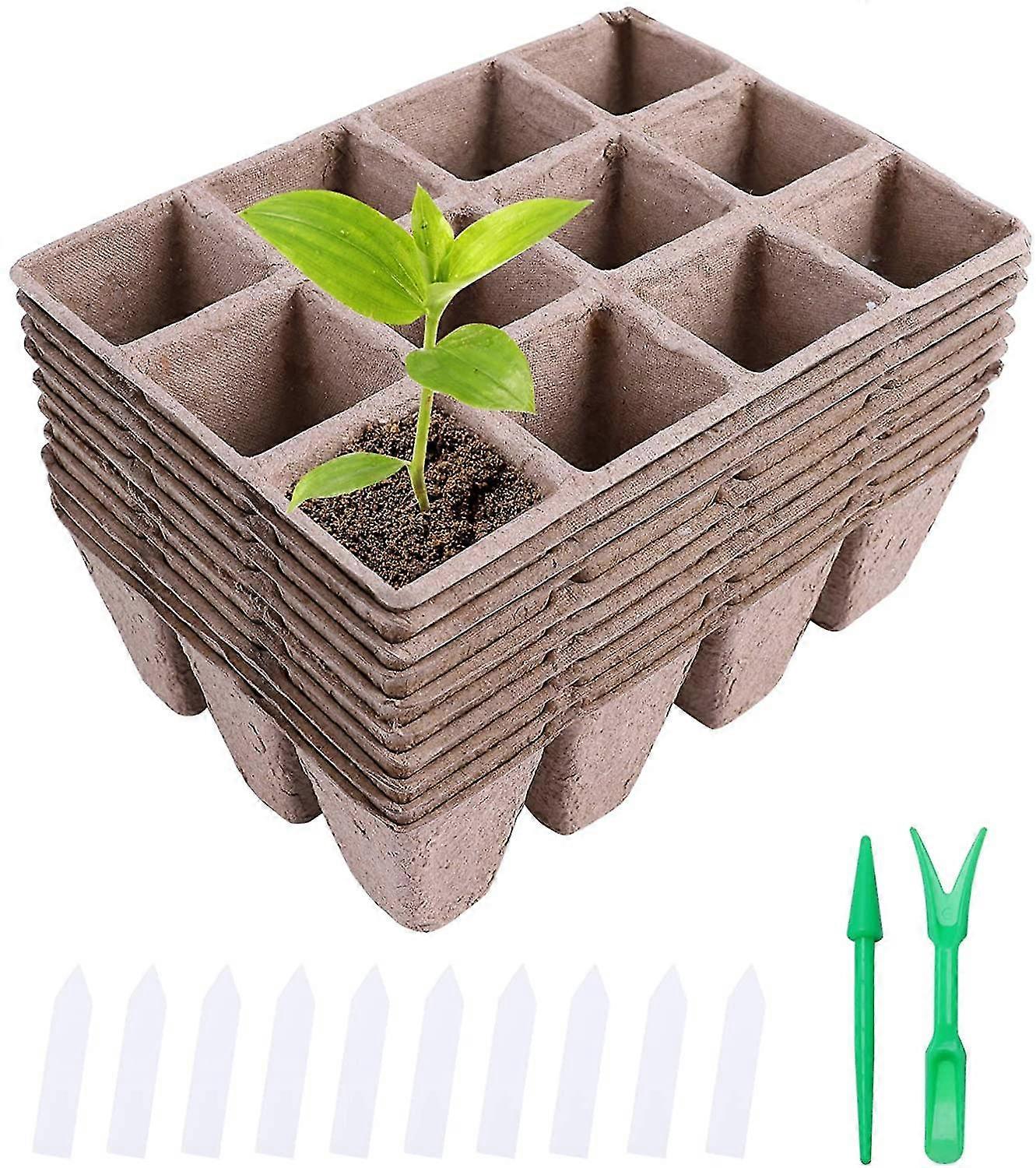 Biodegradable Seedling Tray, 10pcs Seedling Trays, Seedling Tray Kit Germination Container Biodegradable Fiber Seedling Pots