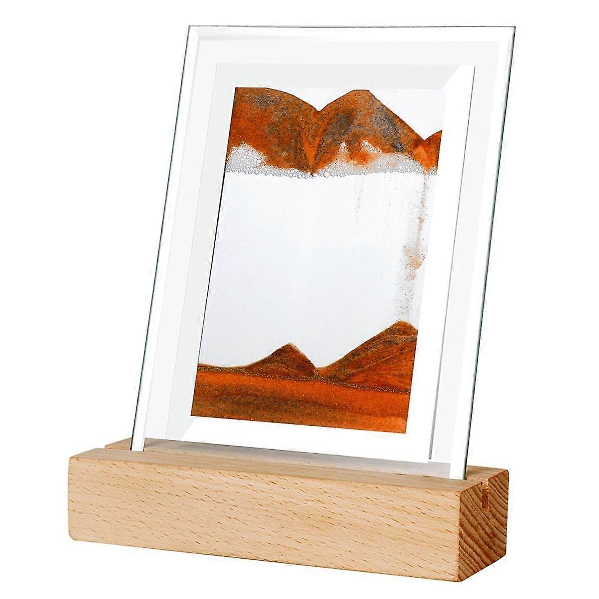 Sable Art Moving Night Lamp Craft Quicksables 3D Paysage S’écoulant Sable Photo Sablier Cadeau LED Table Veilleuse, Jaune