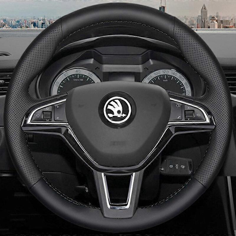 Passen Sie Mikrofaser Leder Auto Lenkradabdeckung Für Skoda Octavia 2017 Fabia 2016 2017 Rapid Spaceback Superb (3-Speichen) an
