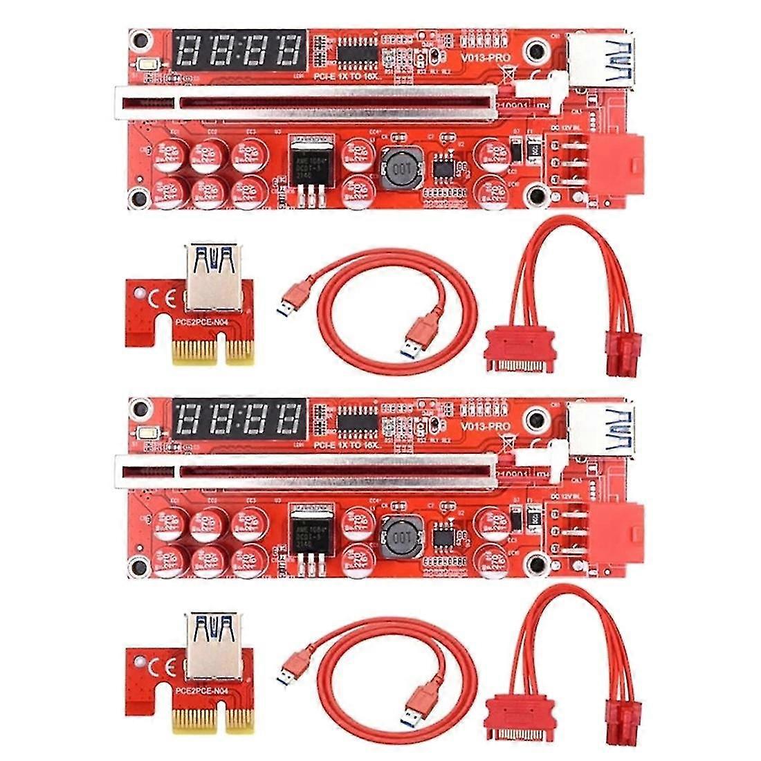 2 Pack V013 Pro Pci-e 1x To 16x Graphics Riser Card For Btc Mining