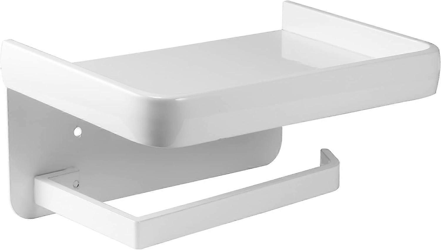 1PCS Wall Mounted Toilet Paper Roll Holder Roll Tissue Holder with Storage Shelf Aluminum Toilet Roll Stand for Bathroom and Kitchen