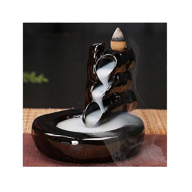 Ceramic Mountain Waterfall Smoke Backflow Incense Burner Holder Decor