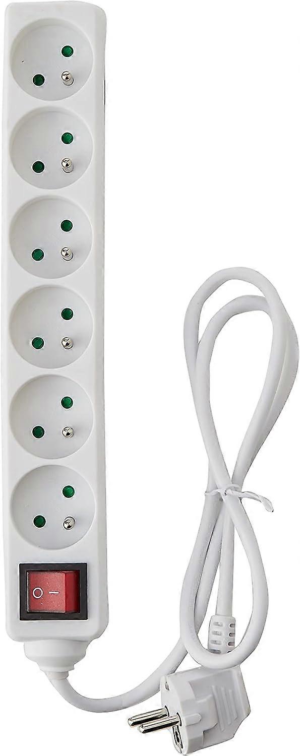 Block of 6 Sockets with Switch 16 A White
