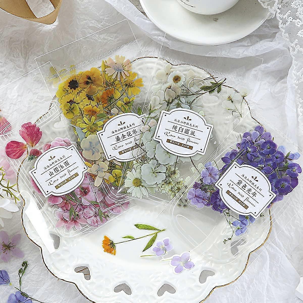 160 قطعة 4 نمط نباتات عتيقة ملصقات الزهور ، ملصقات مقاومة للماء شفافة مجموعة ملصقات زخرفية على شكل أزهار للألبوم ، سجل القصاصات ، مجلة ، L