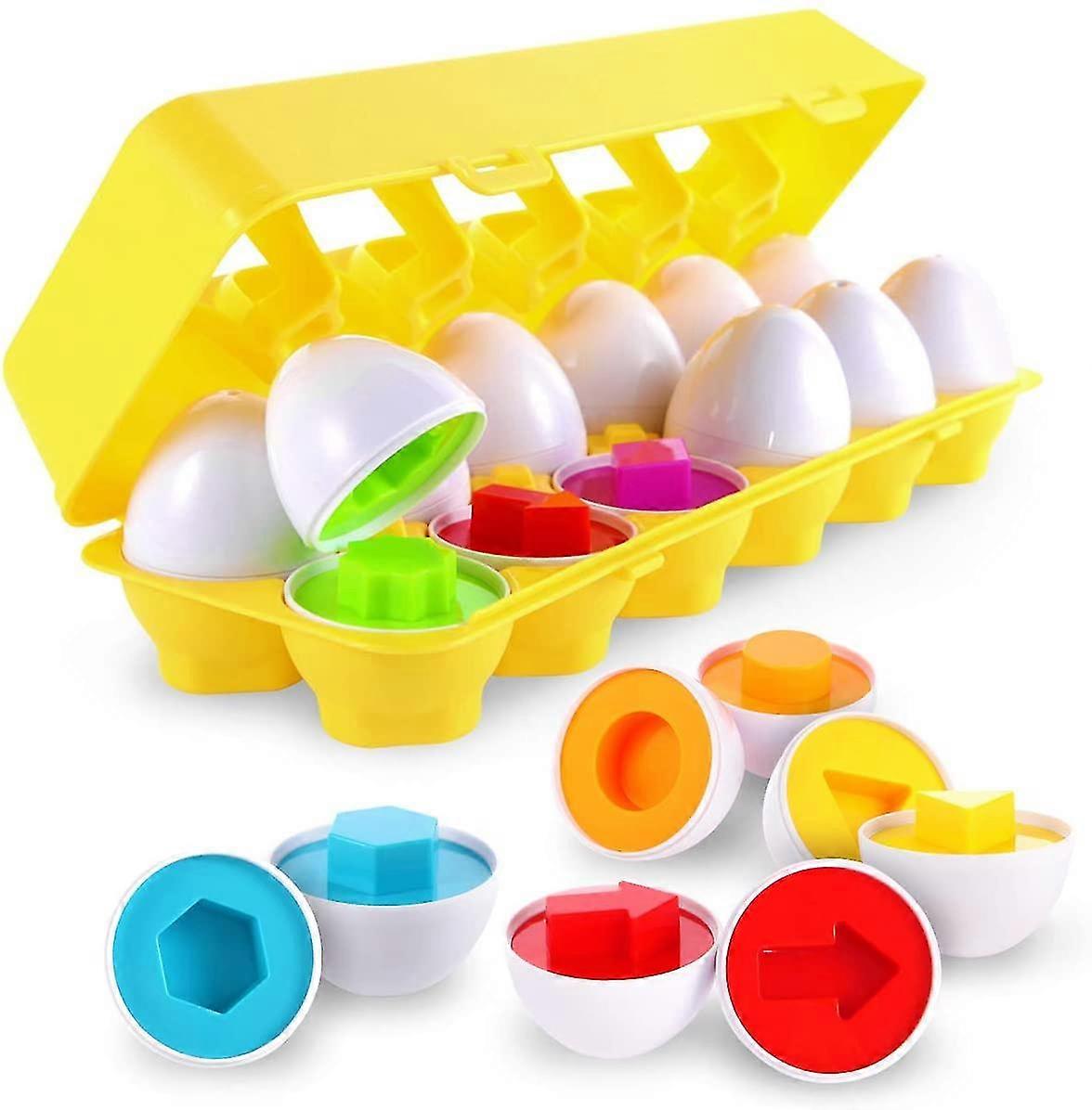Egg Set - Toddler Toys Games Educational Color & Shapes (12 Eggs)