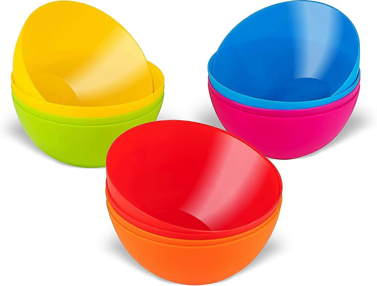 Plastikschalen Set mit 12 Kinderschalen 24 oz Mikrowelle spülmaschinenfest BPA-freie Müslischalen aus Kunststoff für Kinder hell