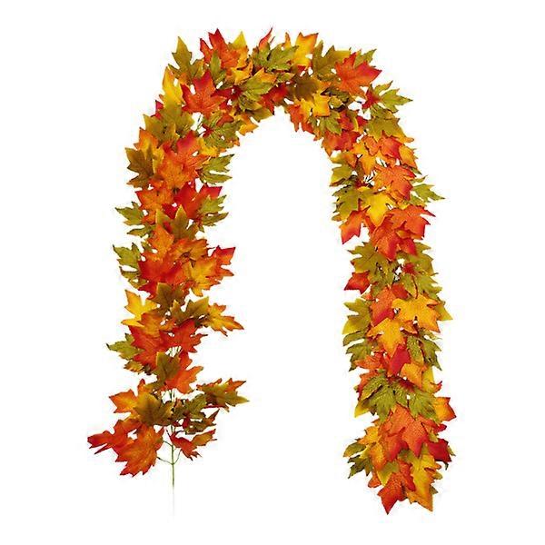 1PC 2M Simulation Maple Leaf Vine Artificial Leaf Cane Door Wall Decoration for Thanksgiving Halloween (Red and Claret)