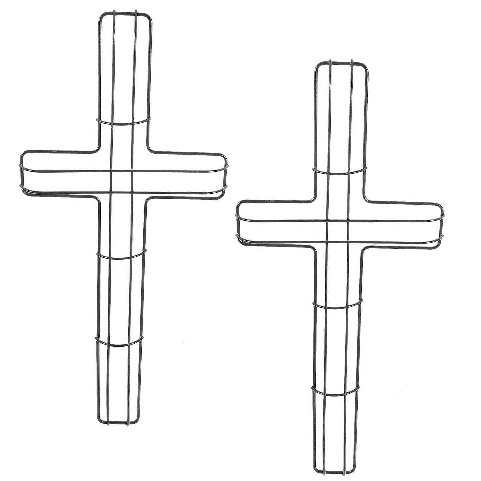 2pcs Cross Shape Iron Wreath Frame Iron Wreath Frames Cross Shape Garland Frame Wreath Making Supplies