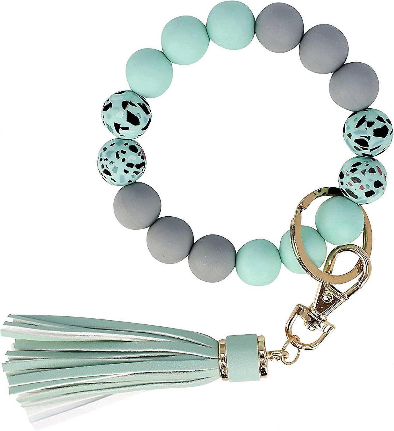Silicone Key Ring Bracelets Wristlet Keychain Wallet with Net Chapstick Holder for Women