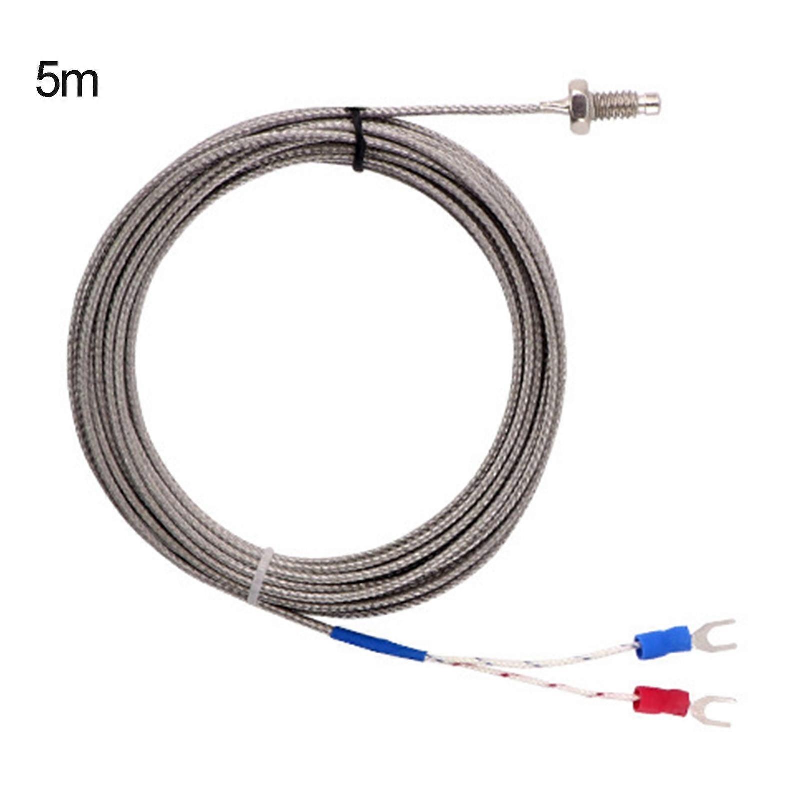 1/2/4/5m K Type Thermocouple Probe Imperial M6 Screw Temperature Sensor Meter