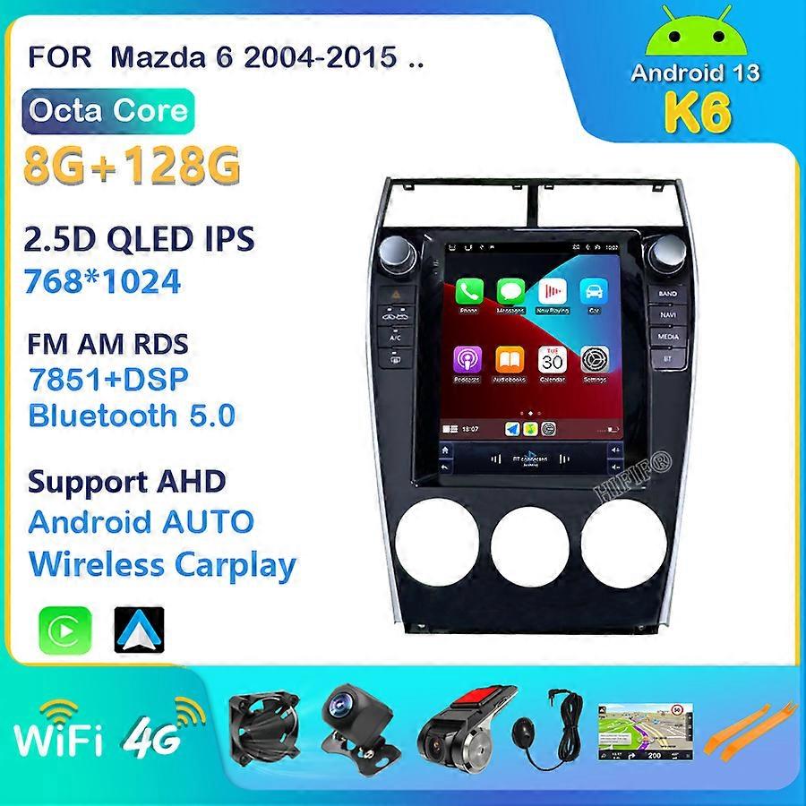10.4" Android 13 For Mazda6 Mazda 6 Car Radio Automotivo Dvd Multimedia Player Auto GPS Navigation Stereo 4G 2004-2015