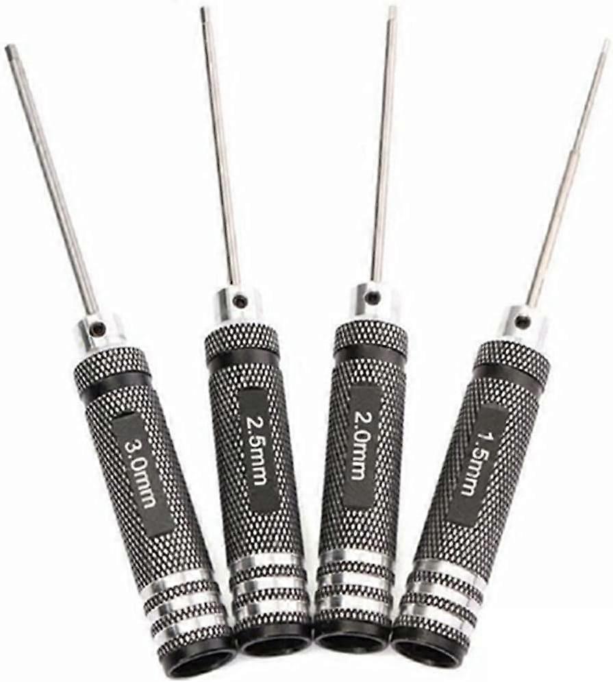 4-Piece Hex Screwdriver Set - RC Hex Screwdriver Handle with Nut Adapter (1.5mm - 3.0mm)