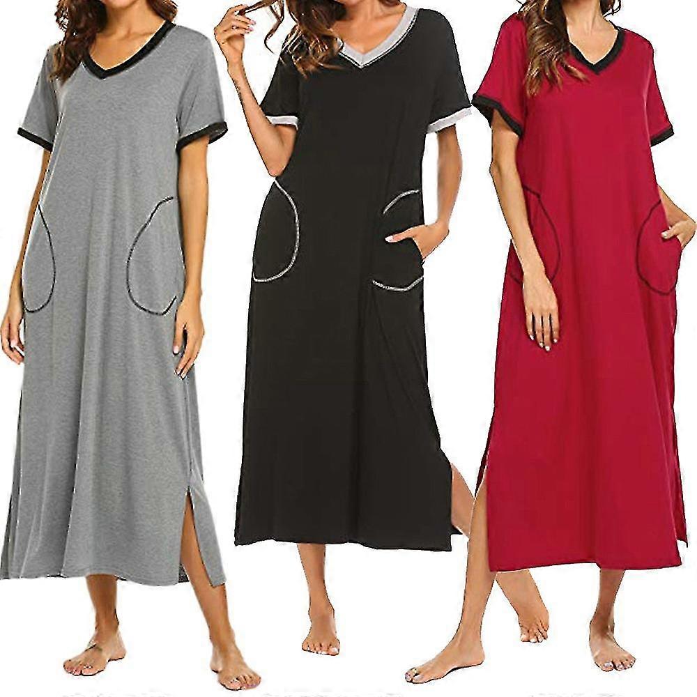 Nattlinne för kvinnor Kortärmad Nattlinne Ultramjuk Full Längd Sovkläder Klänning Sidenrock Femme Lös Pyjamas