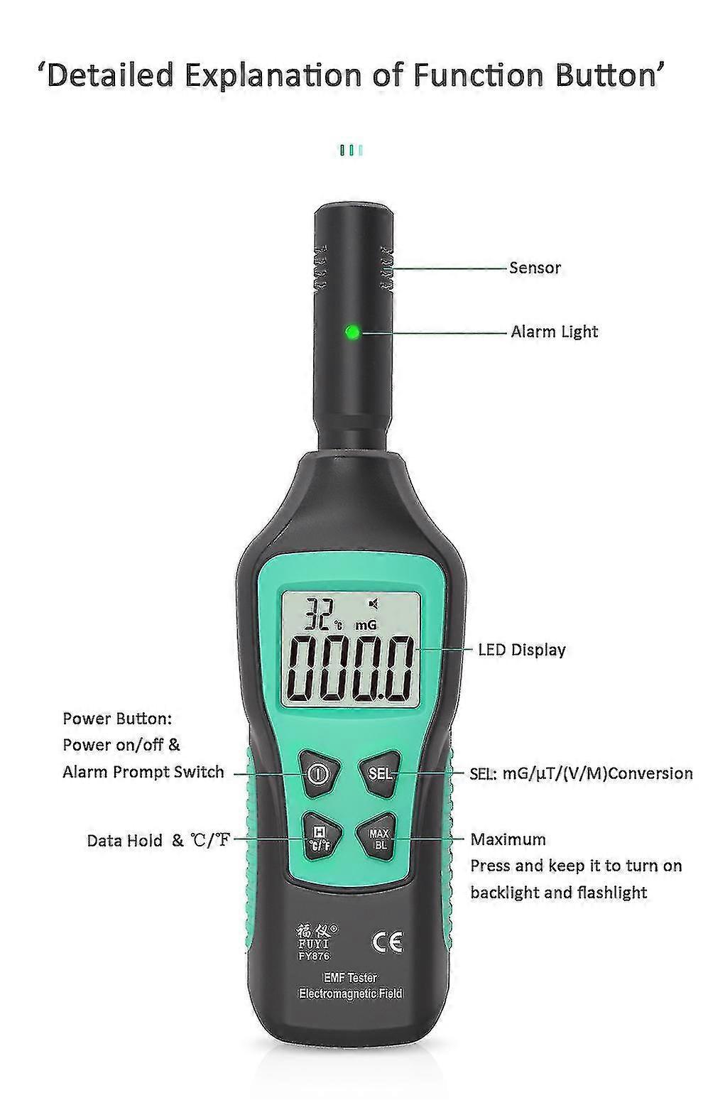 Naiwang Fuyi Radiation Dosimeter Emf Meter Electromagnetic Radiation Detector Household High Precision Wave Radiation Tester Monitor