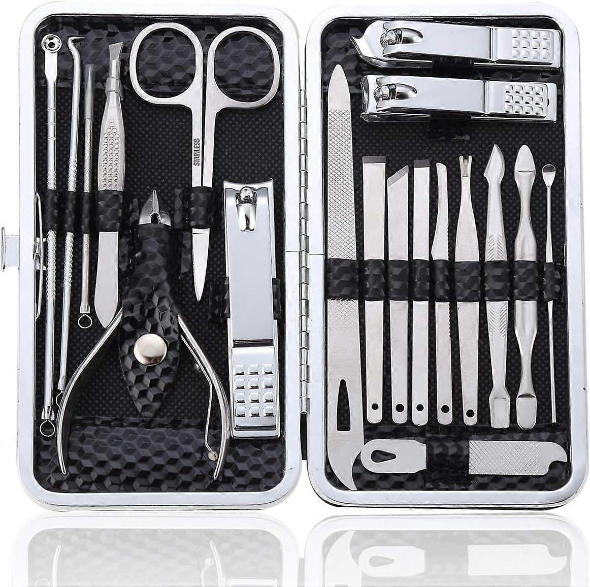 icure Set Pedicure Kit Womens Nail Clippers Set 32 in 1 Professional Grooming Care Tools Nail Kit Including Facial, Fingernails and Toenails Care with