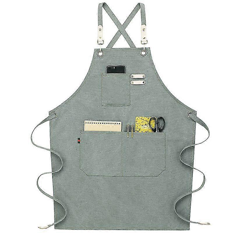 Chef Apron, Adjustable Cross Back Canvas Apron,waterdrop Resistant Multipurpose