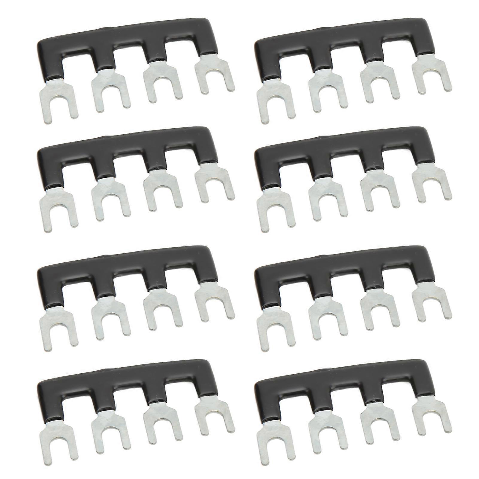 10Pcs Terminal Strip Black 25A Red Copper PVC Fork Type Good Conductivity Terminal Blocks for Appliance Industry Power TB 2504 (4 Positions)